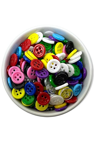 MİR 18 Boy Karışık Renkli Düğmeler (1.2 CM) Plastik Düğme (100 ADET)