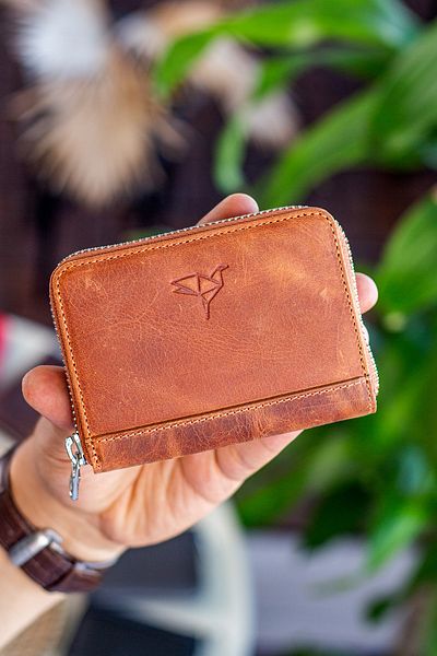 Garbalia Πορτοφόλι Sydney από γνήσιο δέρμα με φερμουάρ Unisex Crazy Tan με θήκη για νομίσματα