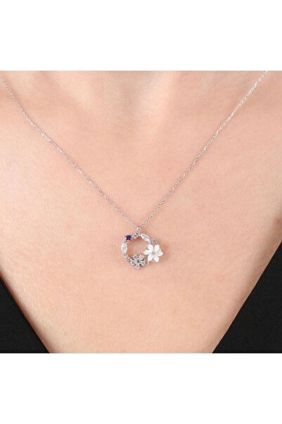 Mia Vento Bahar Bahçesi Manolya Çiçeği Flowers Gümüş Kolye