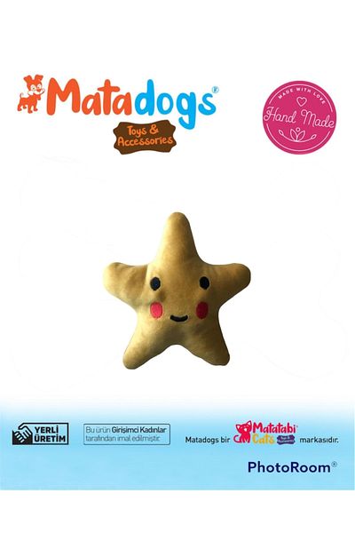 MATATABİ CATS MATA DOGS Star 1 Sound, Plush Embroidered Small Breed and Puppy Dog Toy 13 cm