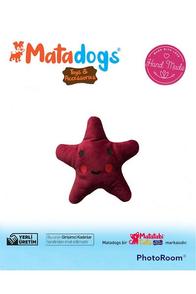 MATATABİ CATS MATA DOGS Star 1 Sound, Plush Embroidered Small Breed and Puppy Dog Toy 13 cm