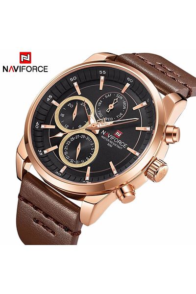 Naviforce New Model Active Indicator Rosegold Case Sports Stylish Men's Wristwatch