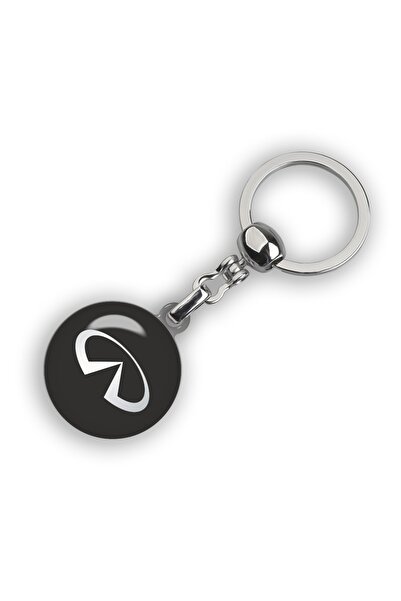 Modül سلسلة مفاتيح مستديرة مطبوعة بشعار Infinity. لون أسود كروم.