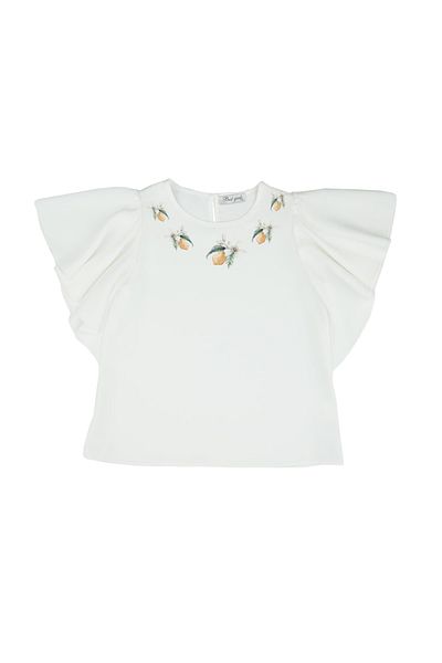 best kids Girl's Ecru Sleeve Flounce Blouse