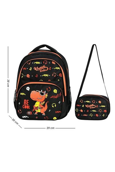 GENC DIJITAL BASKI Rucsac și cutie de prânz pentru școala primară cu model de dinozaur
