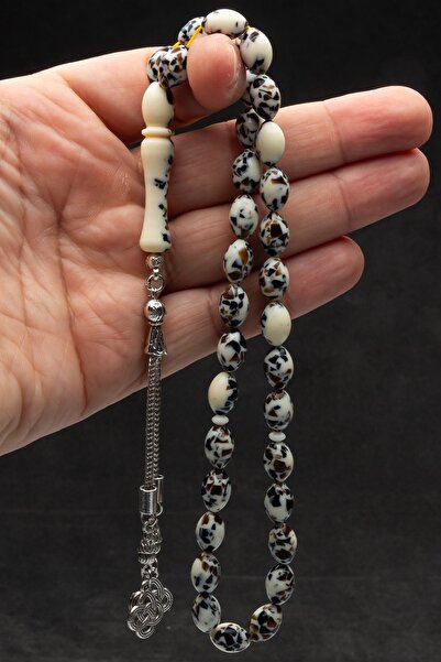 OTTOTESBİH Ανδρικό δώρο Κριθάρι κομμένο μωσαϊκό σε σκόνη κεχριμπαρένιο χάντρες προσευχής