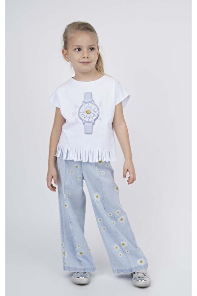 best kids Kız Çocuk Beyaz Püskül Detaylı Bluz