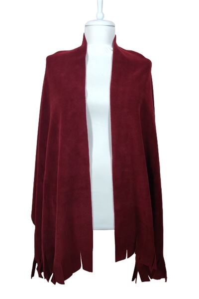 PAKER GİYİM Șal de umăr din lână cu ciucuri de iarnă bordeaux