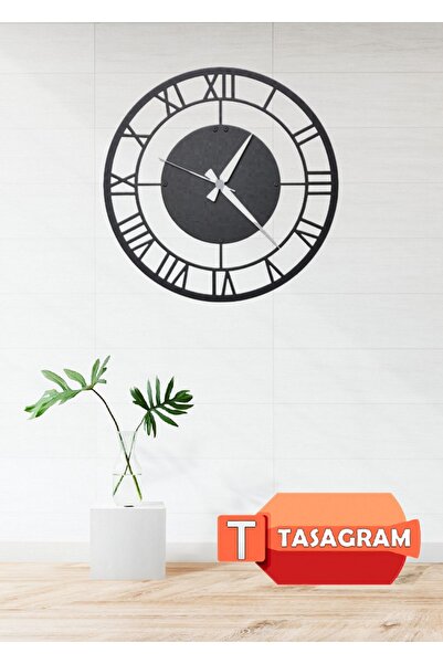 TASAGRAM Klasik Roma Rakamlı Lazer Kesim Metal Duvar Saati 100cm