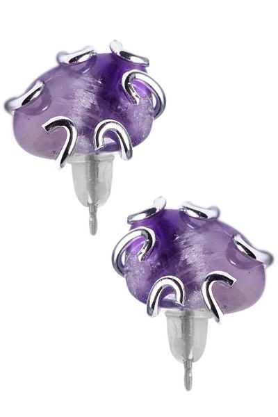 Tesbih Atölyesi Certified Amethyst Stone Natural Stone Earrings
