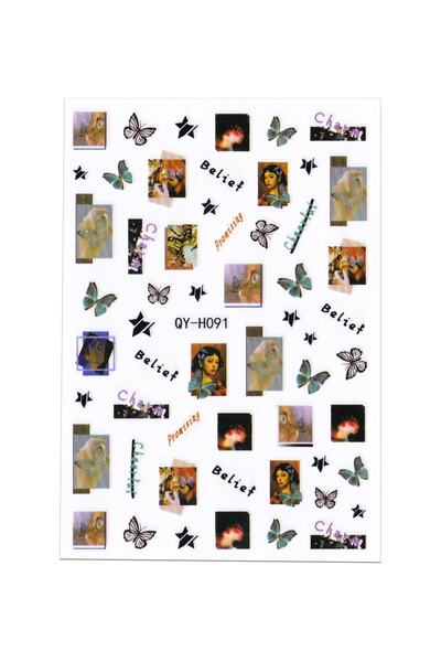 BP Tattoo Kelebek Ve Yıldız Tırnak Dövmesi Nail Sticker