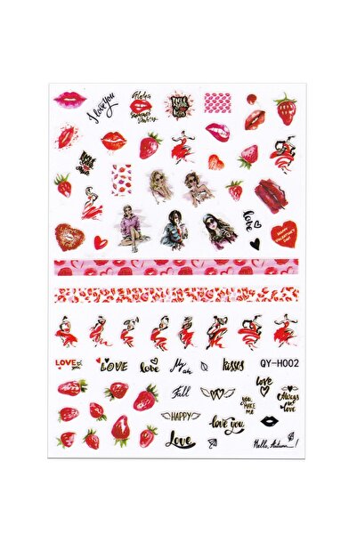 BP Tattoo Angel Pembe Tonlarda Tırnak Dövmesi Nail Art Sticker