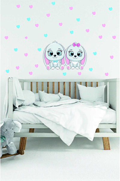 efekt reklam Drăguț Iepure Frați Cu Inimă Copii Cameră Bebeluș Tapet Adeziv A...