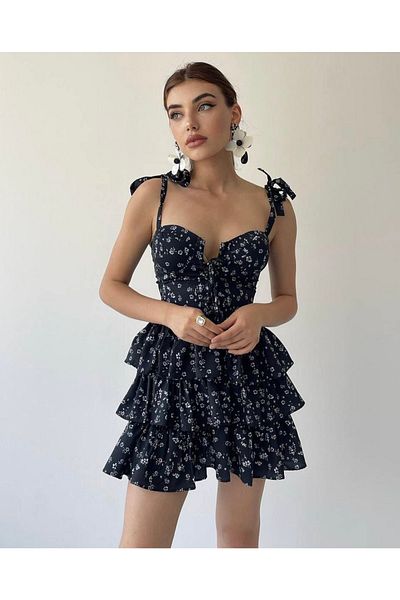 My Bella Φόρεμα Strappy Φούστα Flounce Φόρεμα Floral Mini φόρεμα με στήριξη στο στήθος