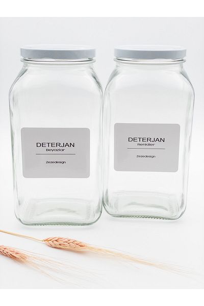 zezedesing Διακοσμητικό Γυάλινο Βάζο 3lt (απορρυπαντικό Λευκά-χρώματα / Λευκό Καπάκι)