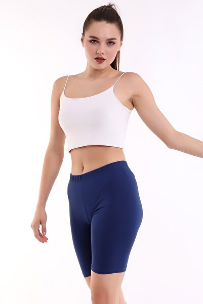 Self Clothing Kadın Lacivert Penye Kumaş Yüksek Bel Kısa Tayt Slf1295