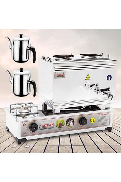 Mizan Çay Kazanı Gazlı Çift Demlik Kahveci Ocağı 20 lt + 2 Demlik