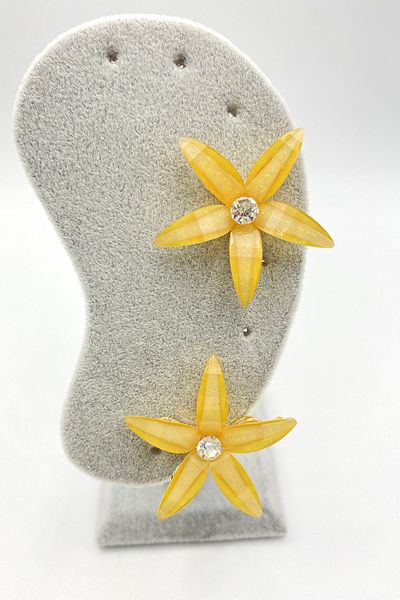 MOSSMOUR 2022 Trend Women's Stone Transparent Acrylic Yellow Color Star Flower Earrings