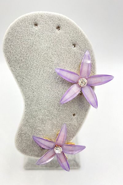 MOSSMOUR 2022 Women's Stoned Transparent Acrylic Lilac Color Star Flower Earrings