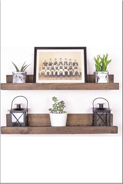 ÇİÇEKLİ AVM 2 Katlı Ahşap Dekoratif Çerçeve Rafı 80cm