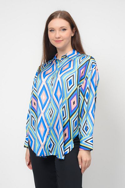 TUSSE Plus cămașă elegantă și elegantă din satin cu modele colorate