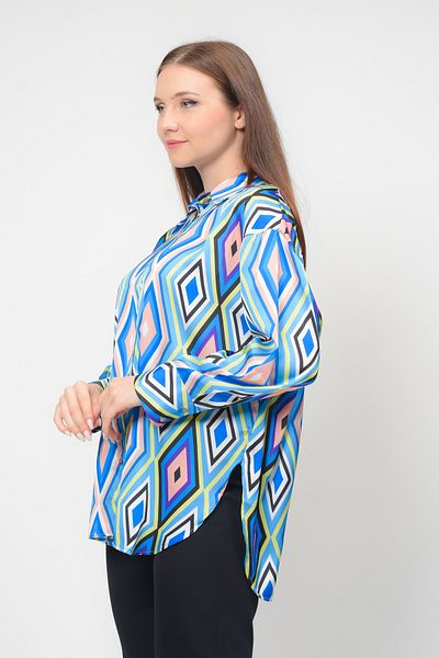TUSSE Plus cămașă elegantă și elegantă din satin cu modele colorate