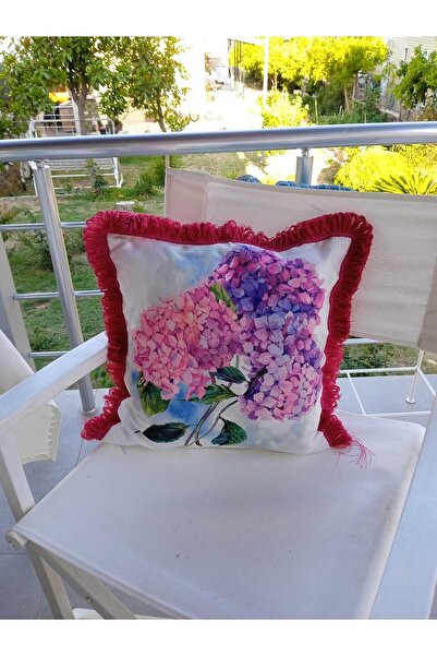 Sister Home Design Hydrangea Pink Tassel Throw Pillow & Cushion Cover Nature Set
