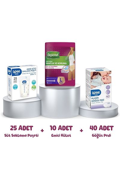 Depend Maternity Pad + Milk Storage Bag + Breast Pad