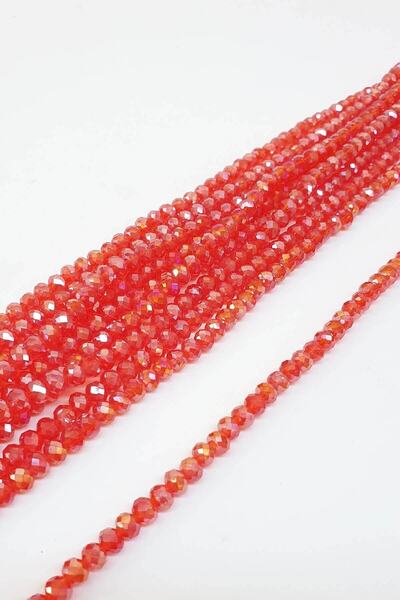 FdayAksesuar Ποικιλία από χάντρες: Διαφανείς ανοιχτό κόκκινες κρυστάλλινες χά...