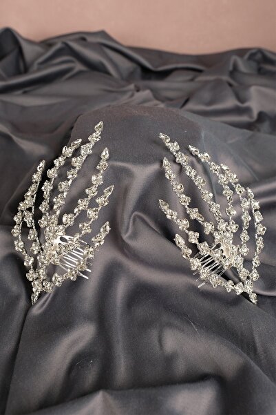 GELD Accesoriu de păr Henna de mireasă cu cataramă dublă pentru femei – Coroa...