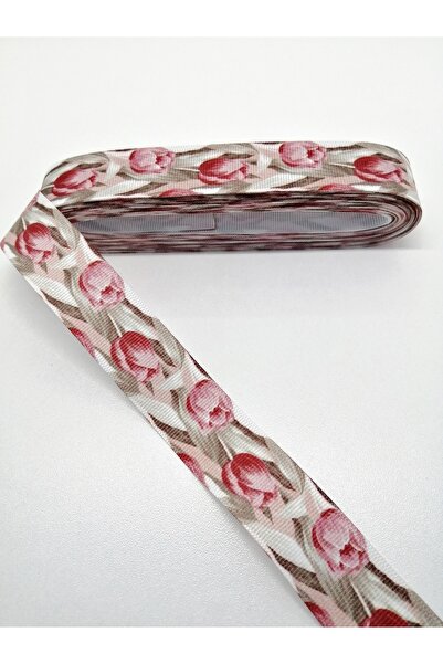 GELD Panglică Grosgrain cu Motiv Trandafir Roz 2,5 Cm 3 Metri – Panglică – Pa...