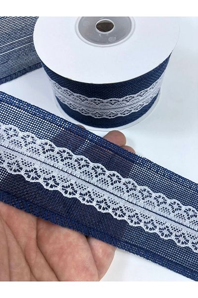 Bontex Μπλε Navy Blue Δαντέλα Φαρδιά Λινή Κορδέλα 5 μέτρων – Κορδέλα – Κορδέλα