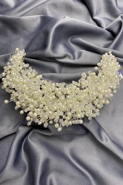 Bride Aksesuar Dünyası Ecru Pollux Crystal Stone Henna și coroană de mireasă ...