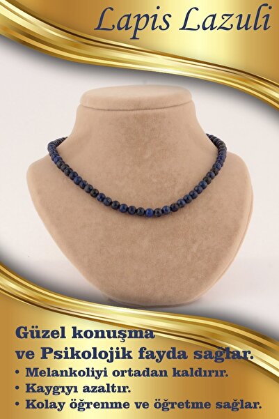OSMANLI DOĞAL TAŞ قلادة من حجر اللازورد الطبيعي المعتمد 6 مم M231