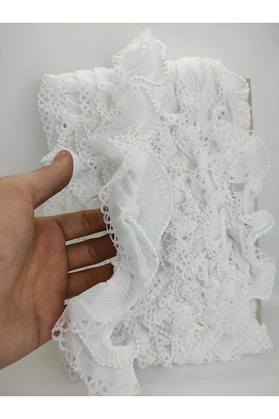 Bride Aksesuar Dünyası Λευκή κορδέλα με πέρλες κομμένη με λέιζερ – Κορδέλα – Κορδέλα