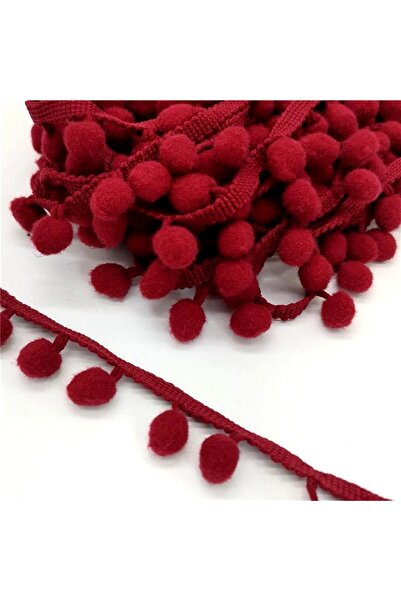 Bride Aksesuar Dünyası Bordo Ponpon Şerit – Dekoratif Şerit – Dekoratif Şerit
