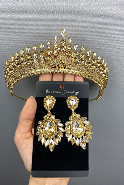 Bride Aksesuar Dünyası Coroană și cercei cu henna Anteras pentru ocazii speci...