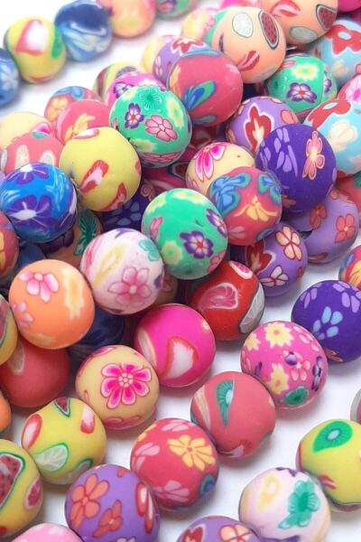 Bontex Vrste perli Okrugle šarene Fimo perle – Perle