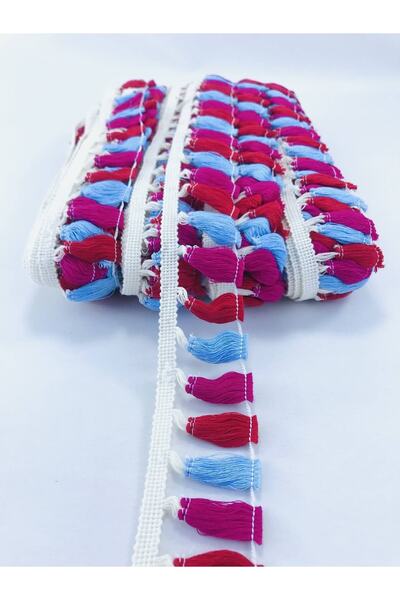 Bride Aksesuar Dünyası Fucsia Roșu Albastru bumbac Franjuri cu ciucuri 1 Metr...