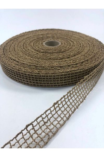 Bride Aksesuar Dünyası Straw Gold Glitter Mesh Ribbon 5 Meters – Ribbon – Ribbon