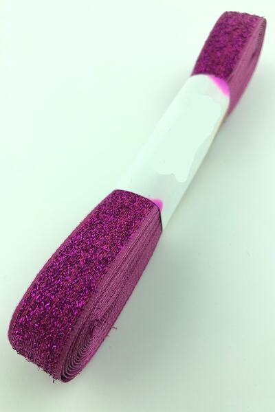 Bride Aksesuar Dünyası Panglică cu sclipici din catifea fucsia 1,5 Cm – Panglică