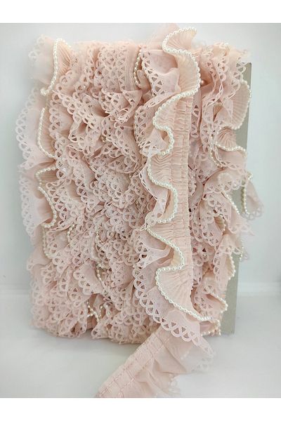 GELD Powder Laser Cut Pearl Pleated Ruffle Ribbon – Ribbon – Ribbon