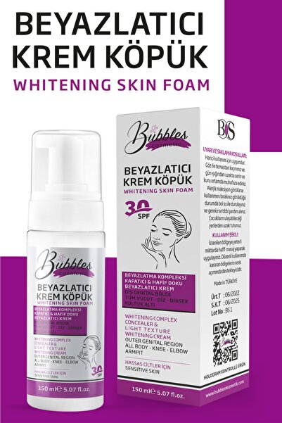 bs bubbles cosmetic Cilt Beyazlatıcı Krem 30+ Spf- Kararma Leke Karşıtı Aydınlatıcı Parlatıcı Etkili 150 Ml