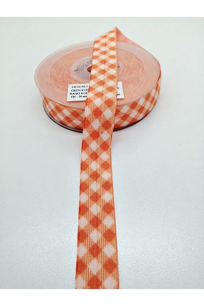 Bride Aksesuar Dünyası Πορτοκαλί Μοτίβο Piping Rubber 2 cm 1 Meter – Κορδέλα – Κορδέλα