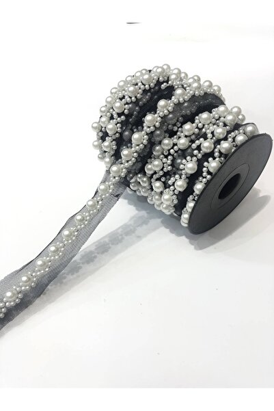 Bride Aksesuar Dünyası Panglică decorativă cu fundal negru, cu mărgele pangli...