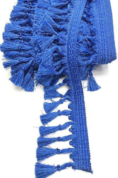 Genel Markalar Dekoratif Şerit Aksesuar Saks Mavi Topuzlu Saçak Püskül – Deko...