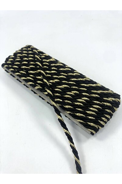 Bride Aksesuar Dünyası Șnur Negru Auriu 4 mm 10 Metri – Panglică Decorativă