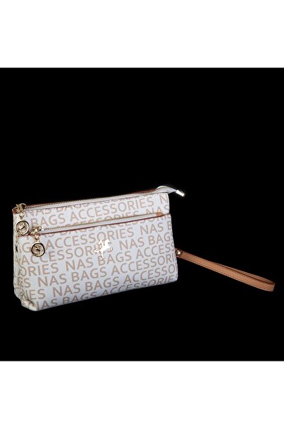 By Hakan Byhakan Nas Bag-1055 Жіноча сумка з написом, ручна та через плече, кремова