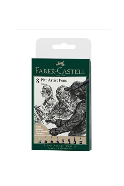 Faber Castell Pitt Artist Pen 8pcs, Black and Gray Tones (2022)