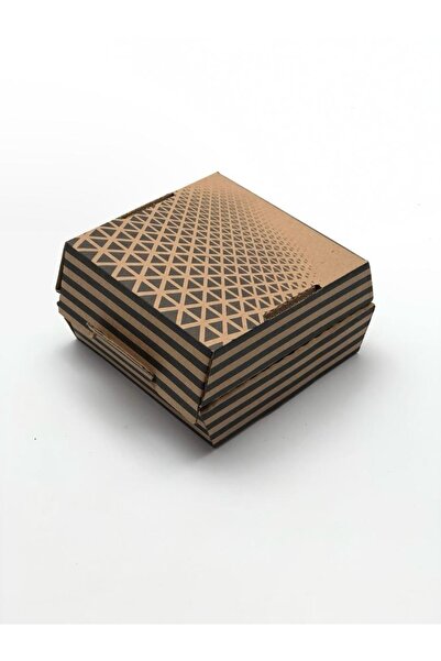 Feza Kutu Hamburger Kutusu Kraft 12x12x7 Cips Kutusu Çok Amaçlı Kutu Karton Kutu Pasta Kutusu (10 ADET)